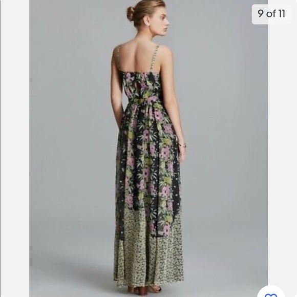 Multi Black Chiffon Floral Flowy Maxi Dress -Spring - Picture 3 of 10